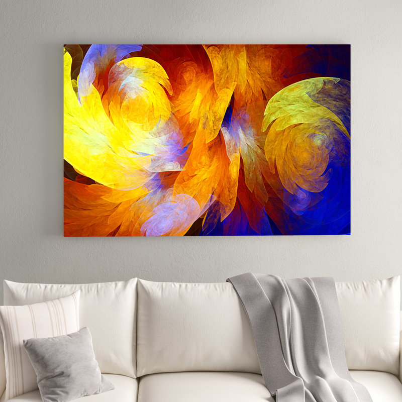 Yellow Fractal Abstract Pattern On Canvas Print