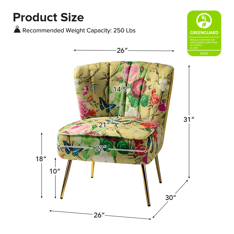Chaise d'appoint en velours capitonné Amata, Velours moutarde
