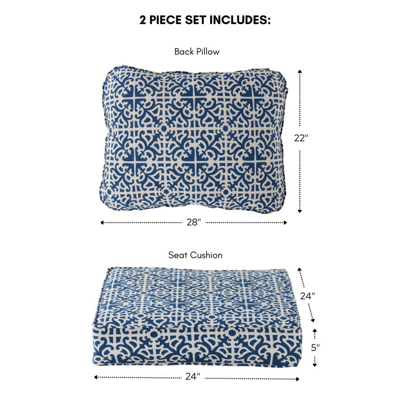 Lester Outdoor Premium Deep Seat Chair Cushion, Indigo