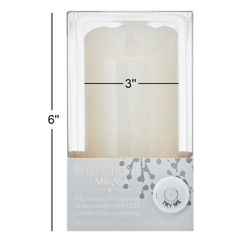 Realistic Flame LED Pillar Candle, 6"L x 3"W
