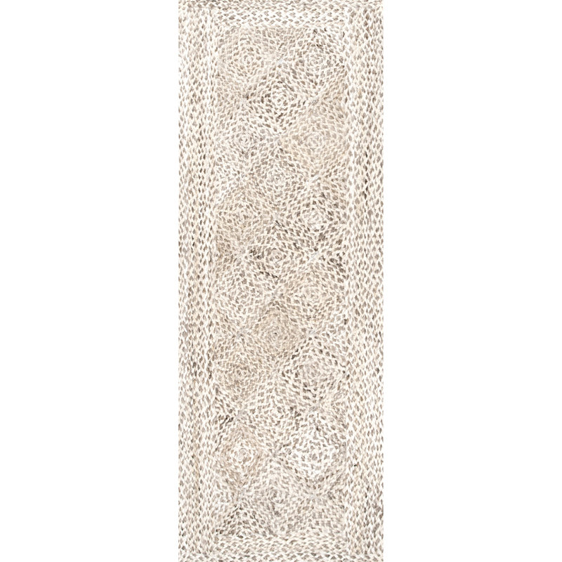 Natural Jute Trellis Flat Woven Handmade Runner Rug 2' x 8'