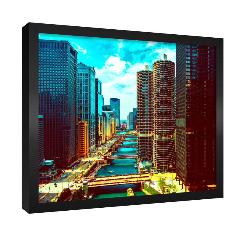 Chicago River, Chicago Illinois - reproduction de photo sur toile tendue