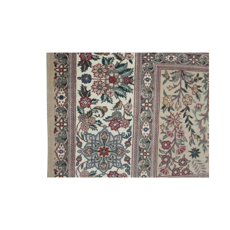 Tapis beige et ivoire de haute qualité noué à la main
