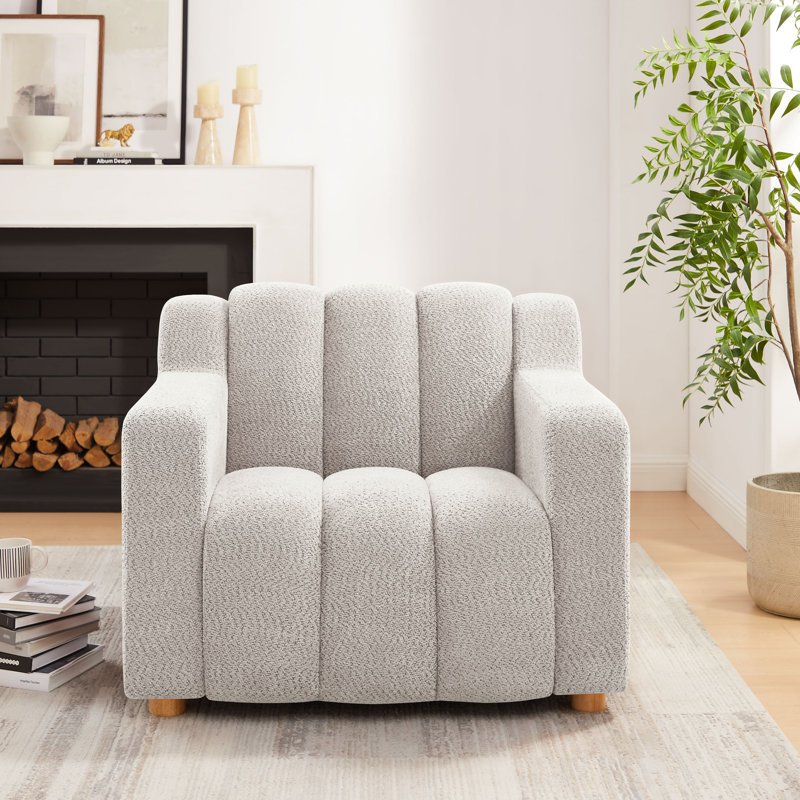 Fauteuil d'appoint 40 pouces rembourré en tissu Boucle, Mélange de polyester beige / polyester