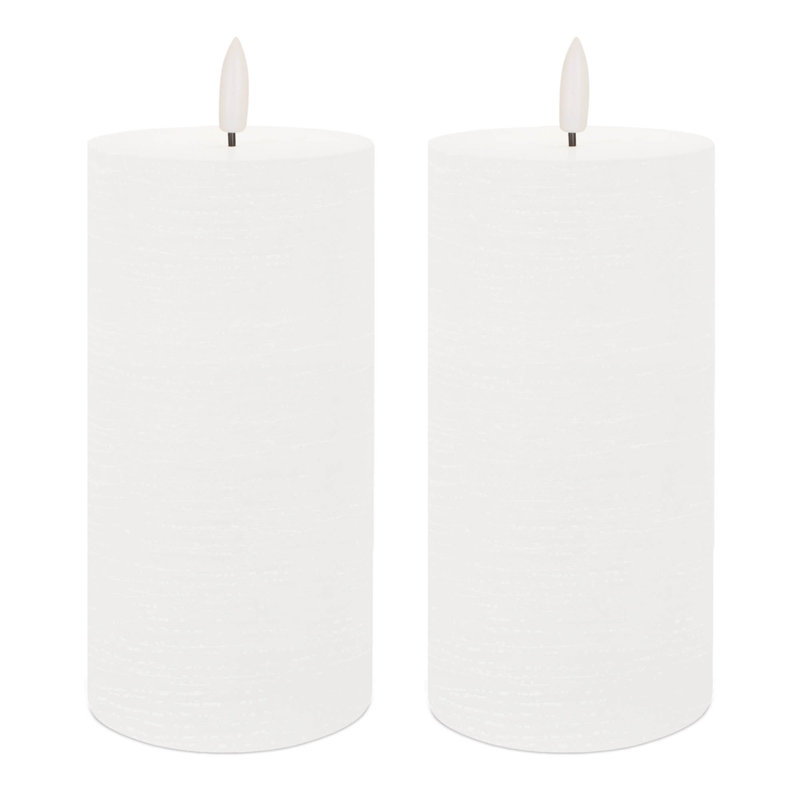 FIA Wick Pillar Candle (Set of 2), White, 6" x 3" Pillar
