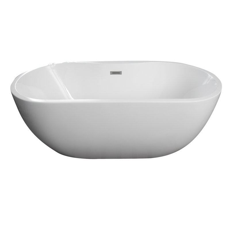 Pilar 65'' x 29.5'' Soaking Acrylic Bathtub, Brushed Nickel