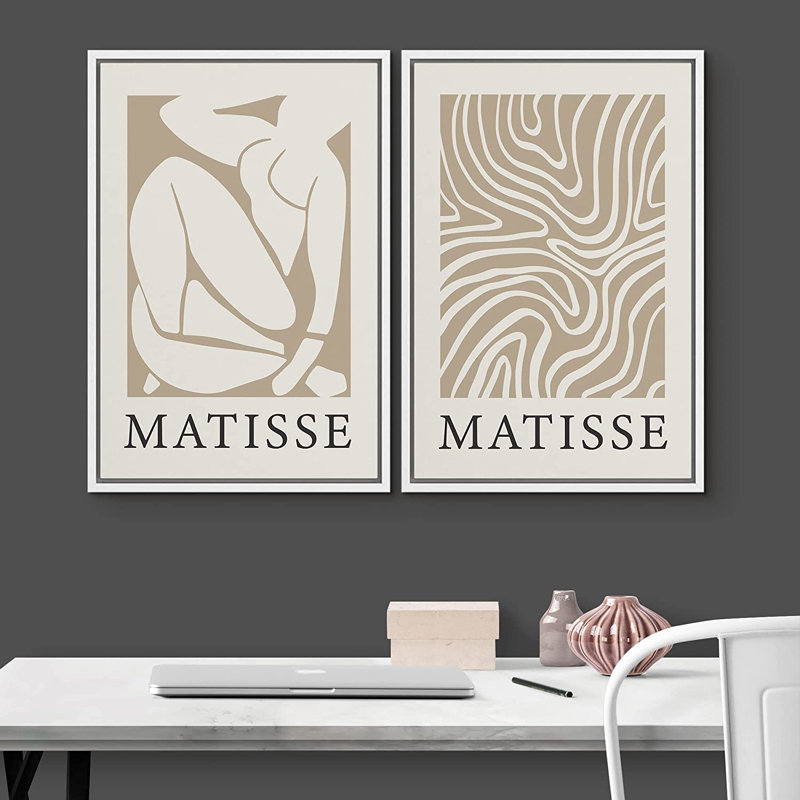 Oeuvre d'art classique IDÉE4WALL, ensemble d'art sur toile encadré Matisse Nude Dancer, H 24 po x l 16 po x P 1,5 po, Blanc