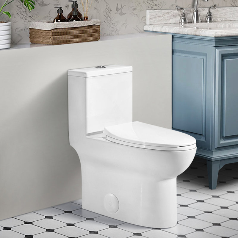 Elongated Comfort Height Toilet, 1.1/1.6 , Floor Mounted Ceramic, White, Soft Close Seat, & Ceramic One Elongated, Mount,