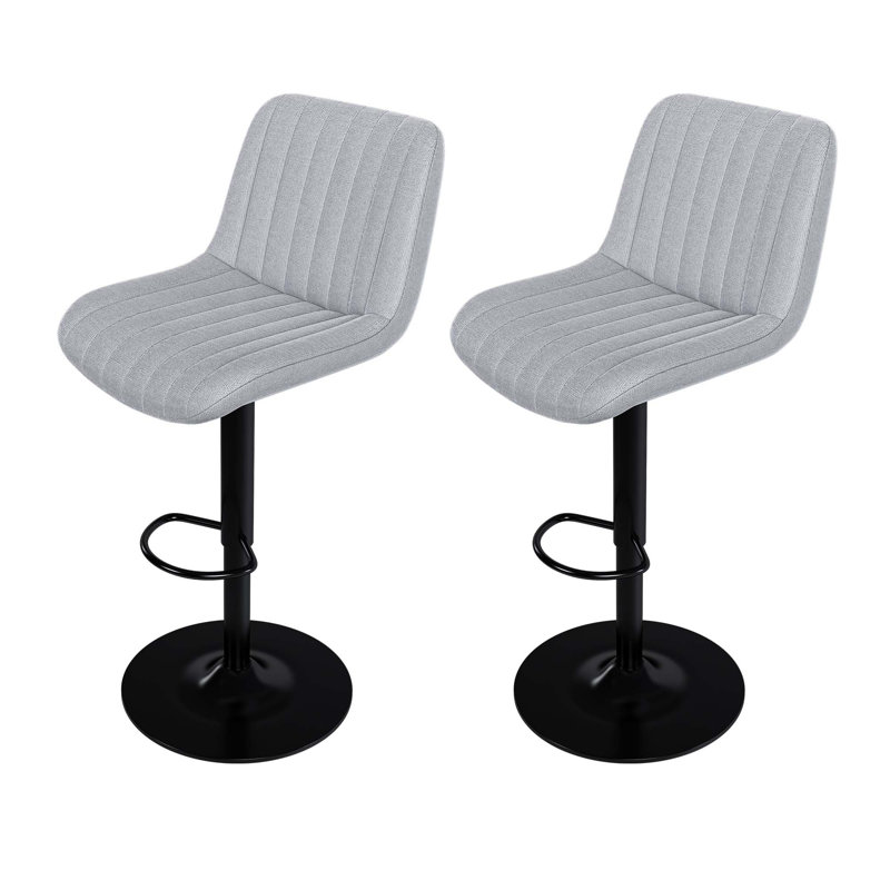 Tabourets de bar pivotants rembourrés à hauteur réglable avec dossier (ensembles de 2 pièces), Gris