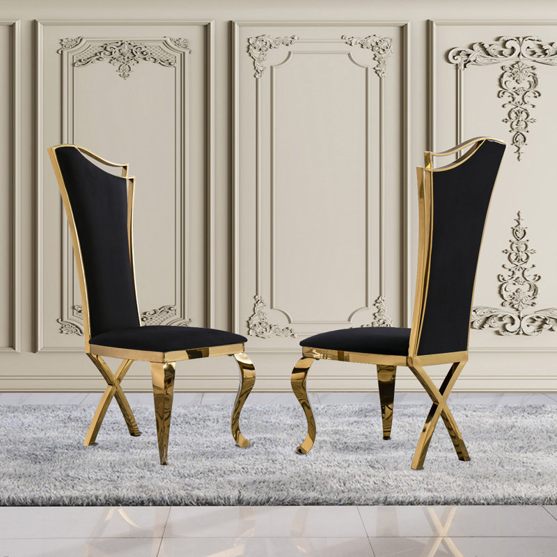 Hudhaifah 19.3'' H Velvet Upholstered Metal Side Chair
