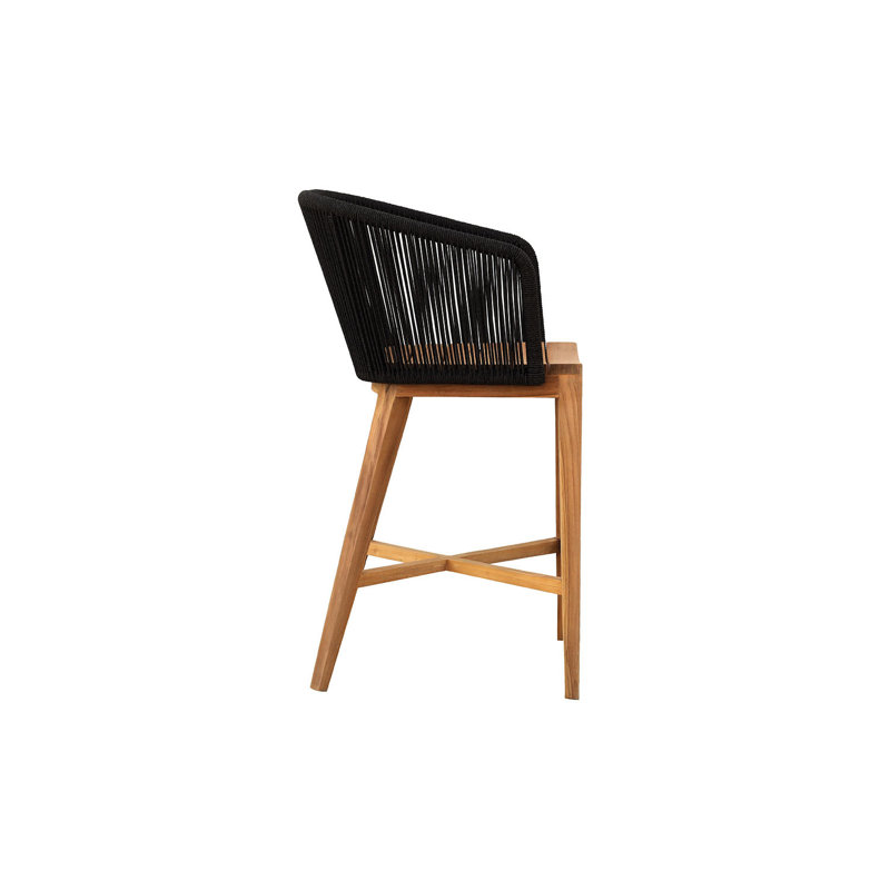 Westlake Outdoor Teak Bar Stool, Black