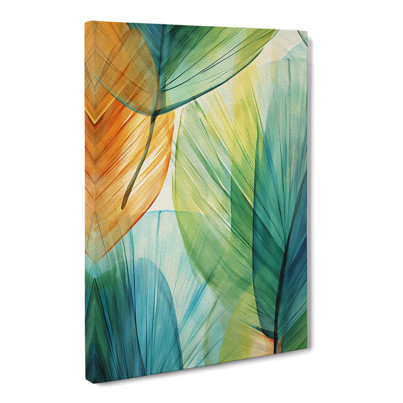 Palm Leaf Modern - Wrapped Canvas Print, 76cm H x 50cm W x 3cm D