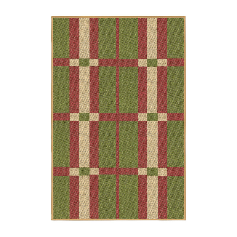 Tapis vert en laine à motif géométrique Arlen, Rectangle 5 pi x 8 pi