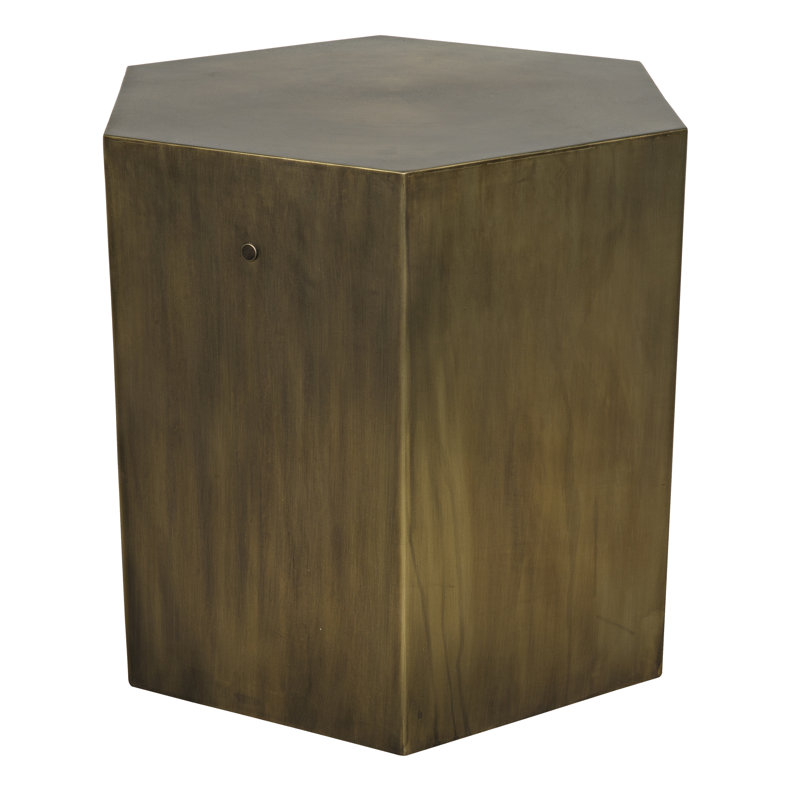 Aria Hexagon Aged Brass Drum Side Table