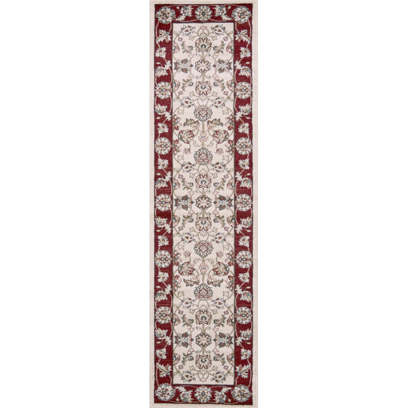 Arnot Indoor Rug, Runner 2' x 7'7", Ivory/Red