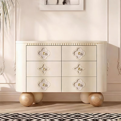Retro White Solid Wood Accent Cabinet