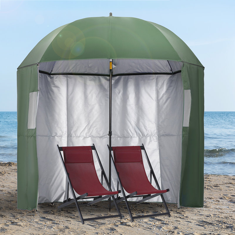 220cm Beach Parasol, Green