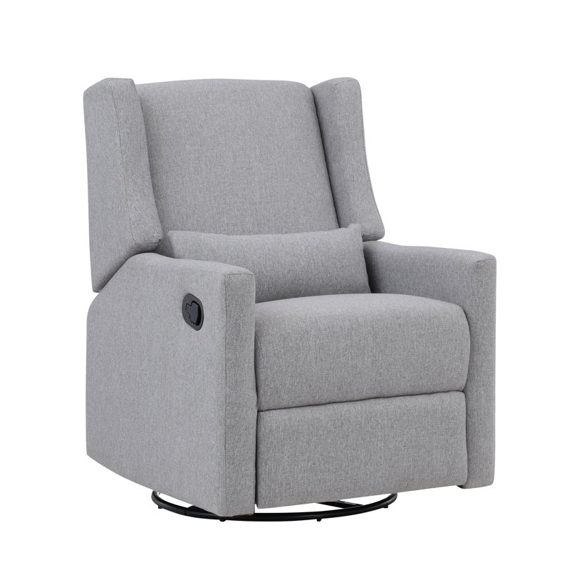 Pronto Swivel Glider Recliner With Pillow, Rich Gray