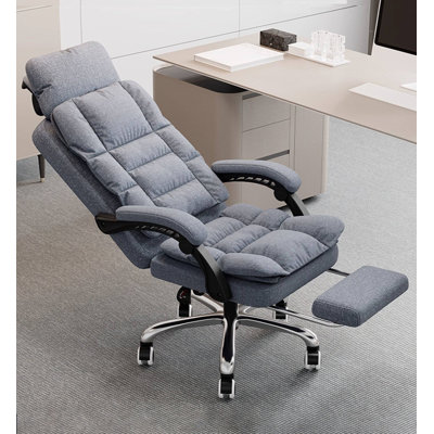 Fauteuil de bureau en lin avec repose-pieds