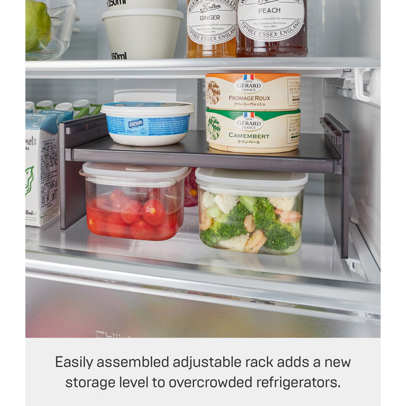 Black Expandable Plastic Refrigerator Riser Shelf