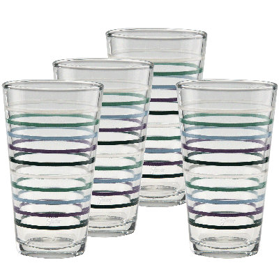 Ensemble de 4 verres refroidisseurs à fines rayures 16 onces Fiesta Lavender Bloom