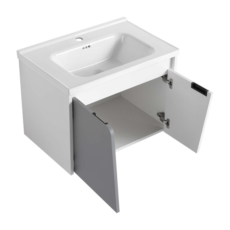 Meuble-lavabo mural 24 po avec lavabo, pour petite salle de bain