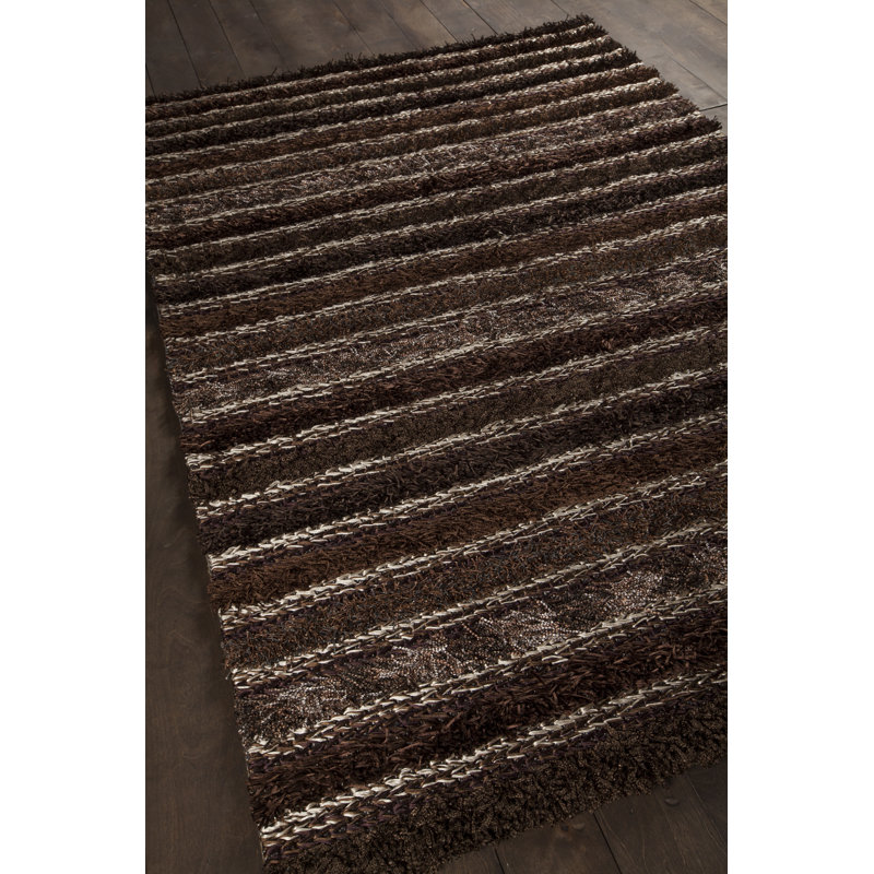 Wyant Authentic Hand-Woven Handmade Light & Dark Brown, White & Grey Modern Mixed Texture Polyester Area Rug, 2' x 3'
