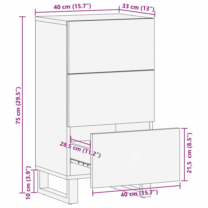 40cm Solid Wood Sideboard