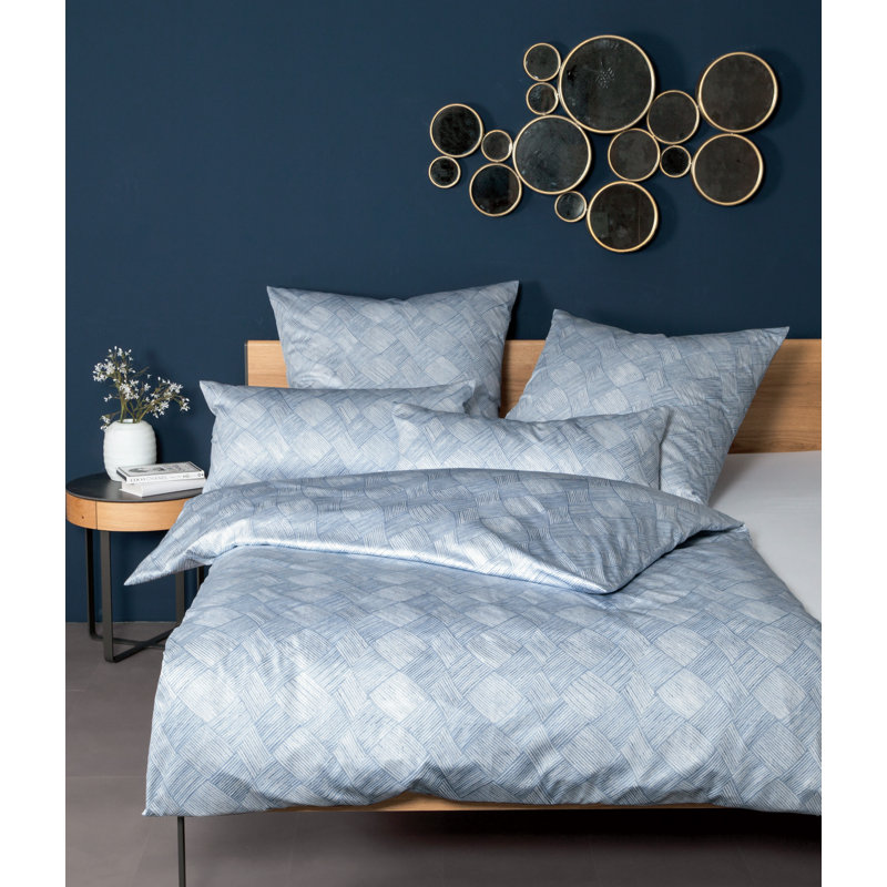 Milano Abstract Duvet Cover Set with Pillowcases, 135 x 200cm Duvet Cover + 1 Pillowcase, Light Blue