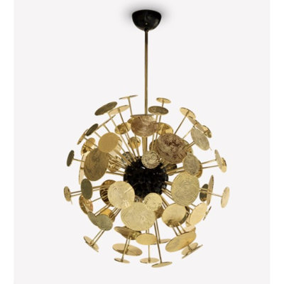 Light Sputnik Globe Chandelier with Glass Accents, Newton Suspension Lamp