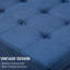 Bleu avec compartiment de rangement. Style rétro pour la décoration intérieure. Matériau doux, intérieur spacieux, charnière de couvercle sécuritaire. Salon. Siège, zone abondante, assemblage sécuritaire