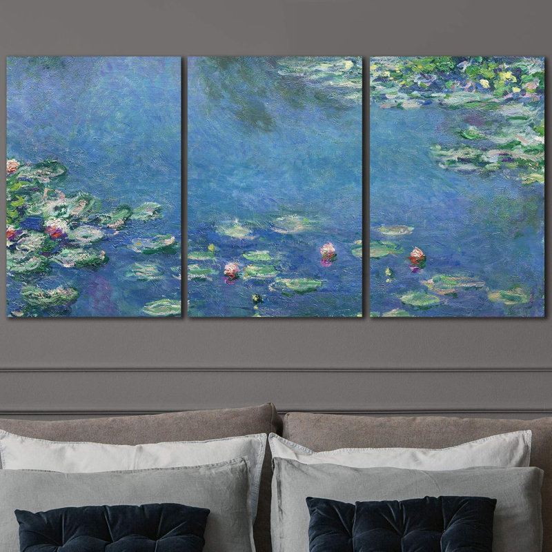 Décoration murale moderne "Nymphéas, 1906" par Claude Monet, H 24 po x l 48 po, Toile tendue