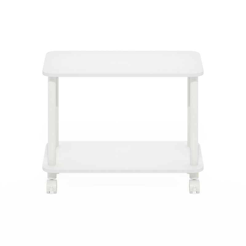 Table de bout rectangulaire moderne avec roulettes Creekside, blanc / blanc