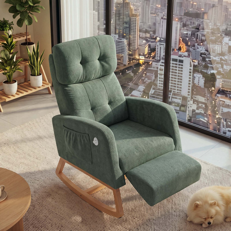 Fauteuil inclinable moderne en chenille avec repose-pieds, fauteuil à bascule manuel avec appui-tête réglable et repose-pieds à bouton-poussoir