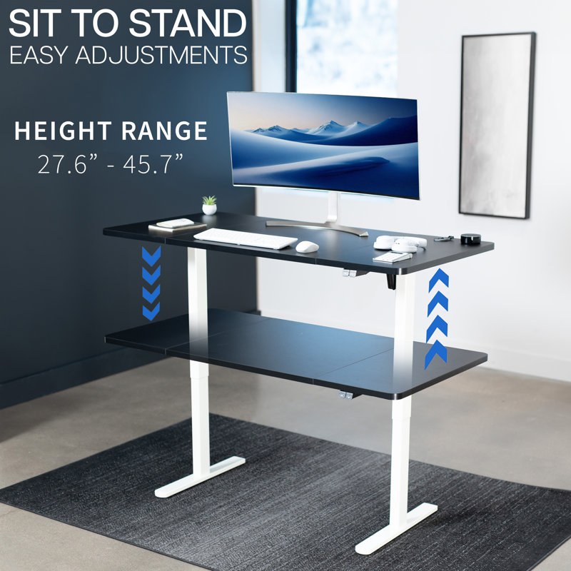 Electric Single Motor Desk Frame, White