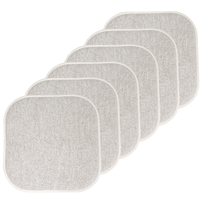Alexis Memory Foam No Slip Back 16" x 16" Chair Pad Cushion, Cream/Brown, 6-Pack