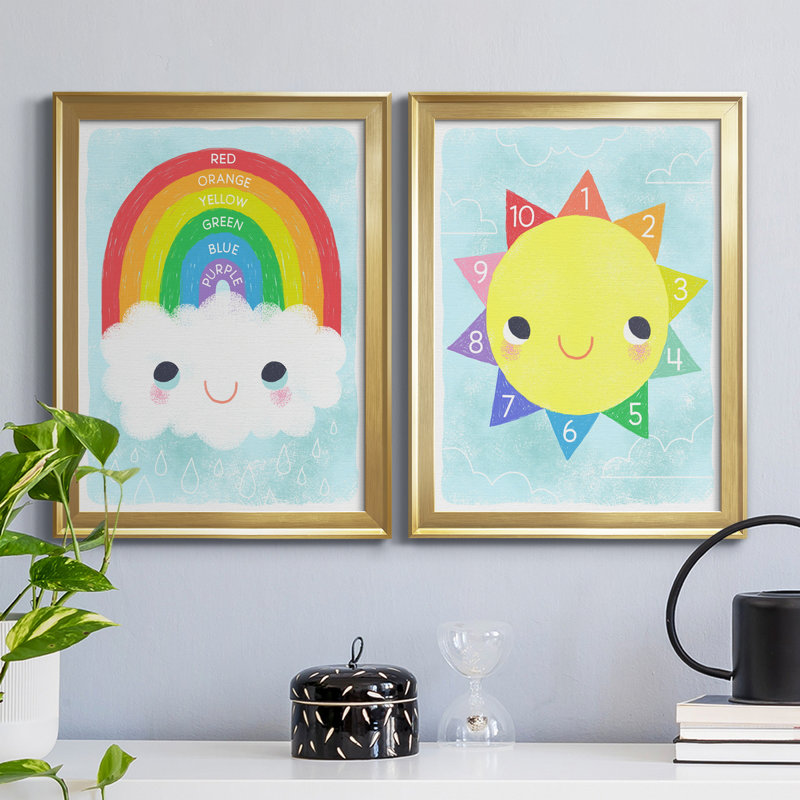 " Rainbow Colours " 2 - Pieces Painting Print, Gold, 30.5" H x 22.5" W x 1" D