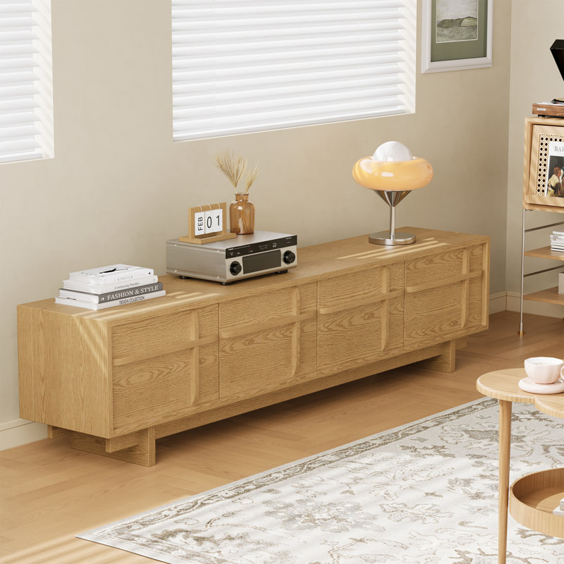 Meuble télé 78,74 po avec meuble télé en bois avec armoires de rangement