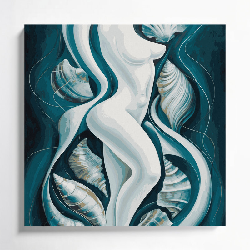 Abstrait art figuratif bleu sur toile 43, H 12 po x l 12 po