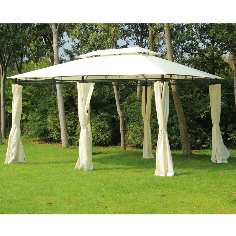 13 Ft. W x 10 Ft. D Steel Patio Gazebo, Beige