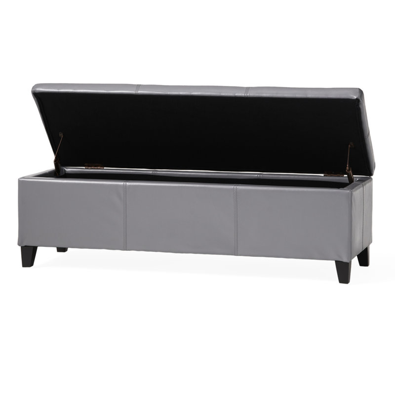 Modern Grey Pu With Storage Space - Minimally Styled, 52.73W X 17.27D 16.67H, Meets Your Organization Needs Contemporary In Leather Adds Luxury To Room
