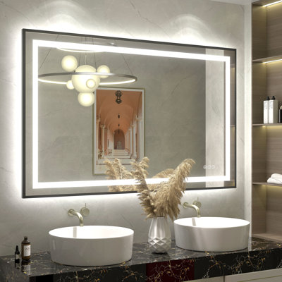 Wayfair Basics® UL Certified Front & Back LED Anti-Fog Tempered Glass Framed Bathroom/Vanity Mirror