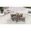 Outsunny 6 Seater Rattan Dining Set with Acacia Wood Table Top Seat Cushions