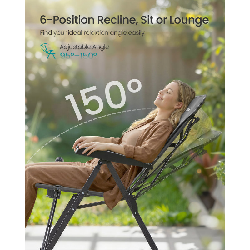 Folding Recliner Chair, Adjustable  High Back Camping Chair , Blue, 1