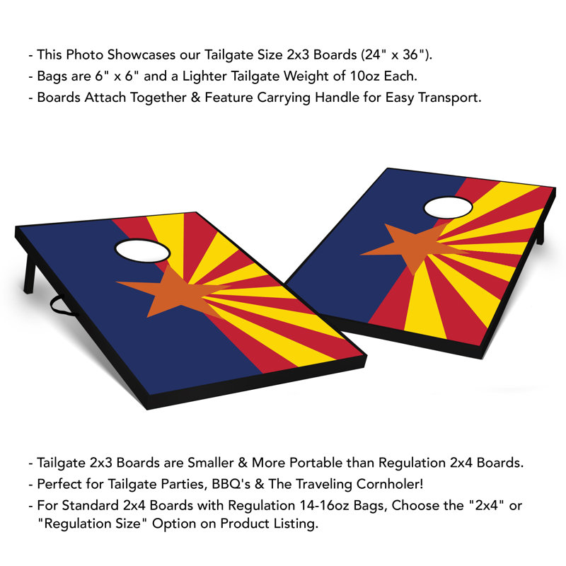 Ensemble de cornhole taille hayon 2 pi x 3 pi avec drapeau de l'État de l'Arizona