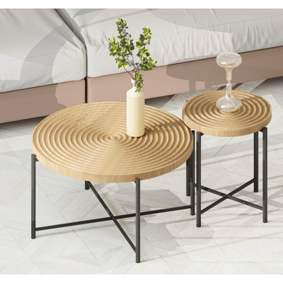 Danbury  Distressed Cylindrical Design Nesting Table Set with Durable MDF with Metal Legs