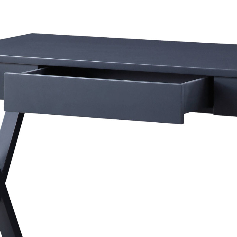 Console Table In Charcoal, With X-shaped Base And Handy Storage Drawer Rectangular Charcoal Practical