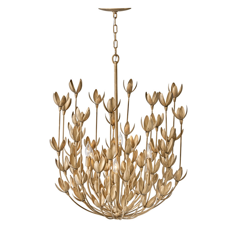 Flora Six-Light Multi-Tier Handmade Chandelier by Lisa McDennon, Burnished Gold