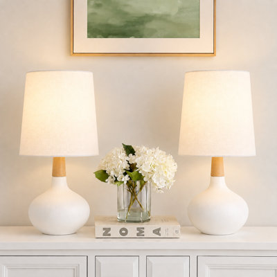Audriana 14" H Ceramic and Wood Table Lamp