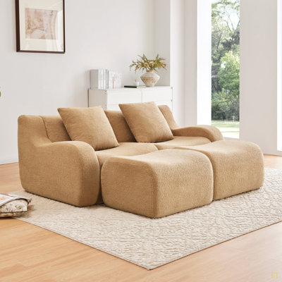Canapé doux en tissu désossé, conception antidérapante, chaise longue d'assemblage, accoudoirs incurvés, support ergonomique, éponge à haute densité 32D, pour les salons
